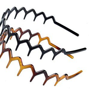 Set of 2 Zig Zag Black Plastic Sharks Tooth Hair Comb Headband Hair Hoop Accesso